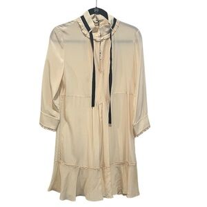 Dorothy Schumacher light apricot silk long sleeve mini dress size 2 NWT